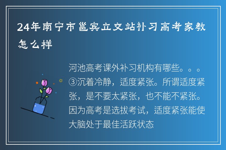 24年南寧市邕賓立交站補習(xí)高考家教怎么樣