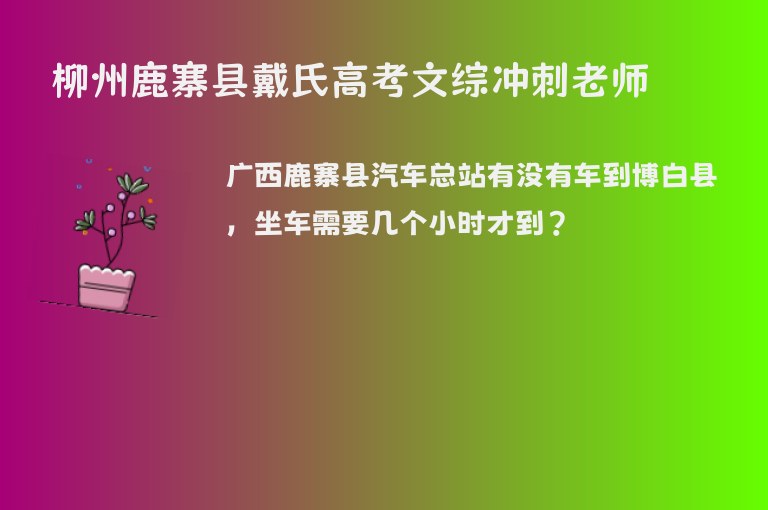 柳州鹿寨縣戴氏高考文綜沖刺老師