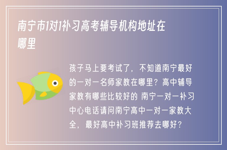 南寧市1對1補習高考輔導機構地址在哪里