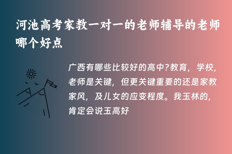 河池高考家教一對一的老師輔導的老師哪個好點