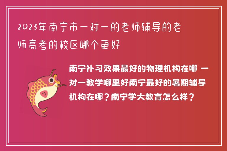 2023年南寧市一對一的老師輔導(dǎo)的老師高考的校區(qū)哪個更好