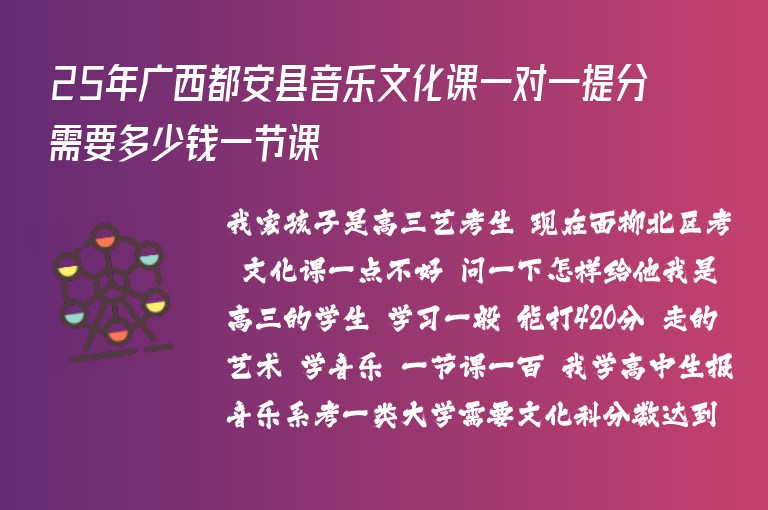 25年廣西都安縣音樂文化課一對(duì)一提分需要多少錢一節(jié)課