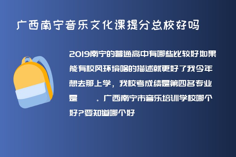 廣西南寧音樂文化課提分總校好嗎