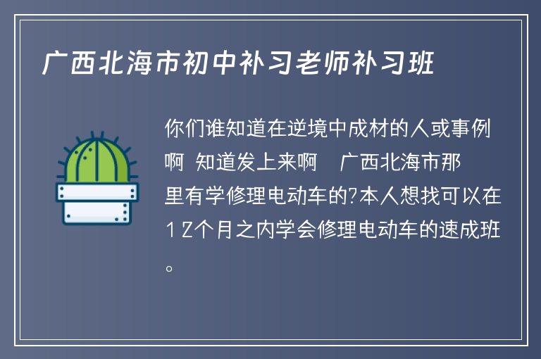 廣西北海市初中補(bǔ)習(xí)老師補(bǔ)習(xí)班