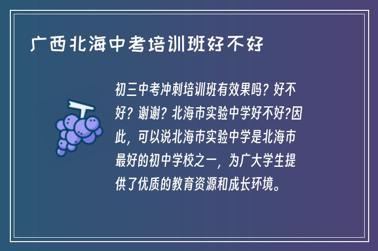 廣西北海中考培訓(xùn)班好不好