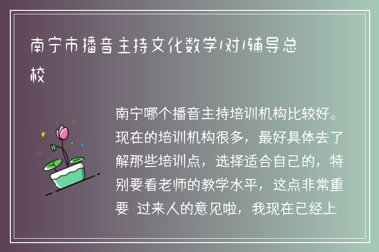 南寧市播音主持文化數(shù)學1對1輔導總校