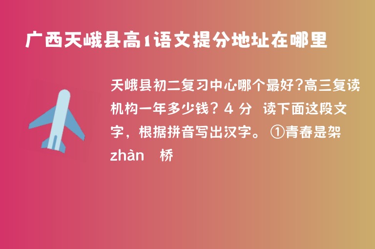 廣西天峨縣高1語(yǔ)文提分地址在哪里