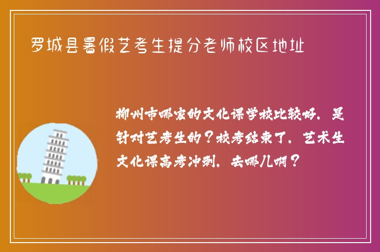 羅城縣暑假藝考生提分老師校區(qū)地址