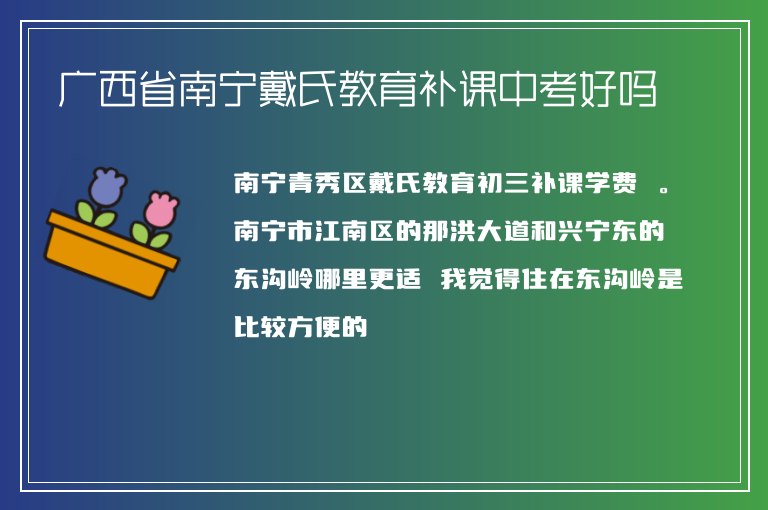 廣西省南寧戴氏教育補(bǔ)課中考好嗎