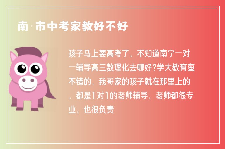 南寧市中考家教好不好