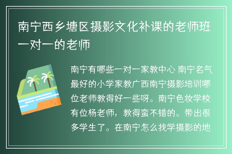 南寧西鄉(xiāng)塘區(qū)攝影文化補課的老師班一對一的老師