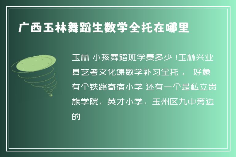 廣西玉林舞蹈生數(shù)學(xué)全托在哪里