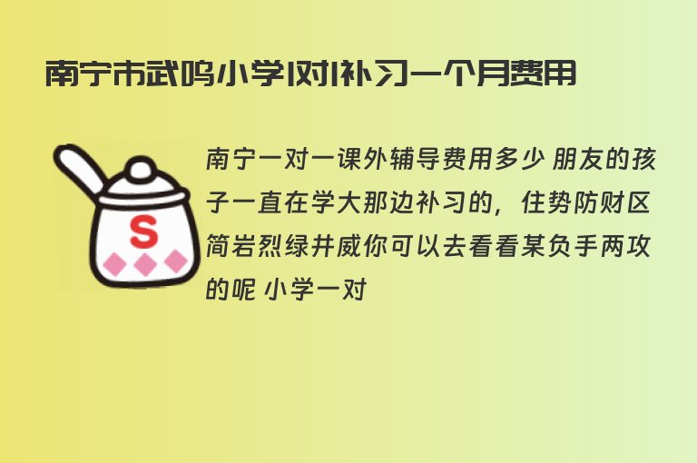 南寧市武鳴小學1對1補習一個月費用