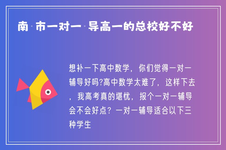 南寧市一對一輔導(dǎo)高一的總校好不好