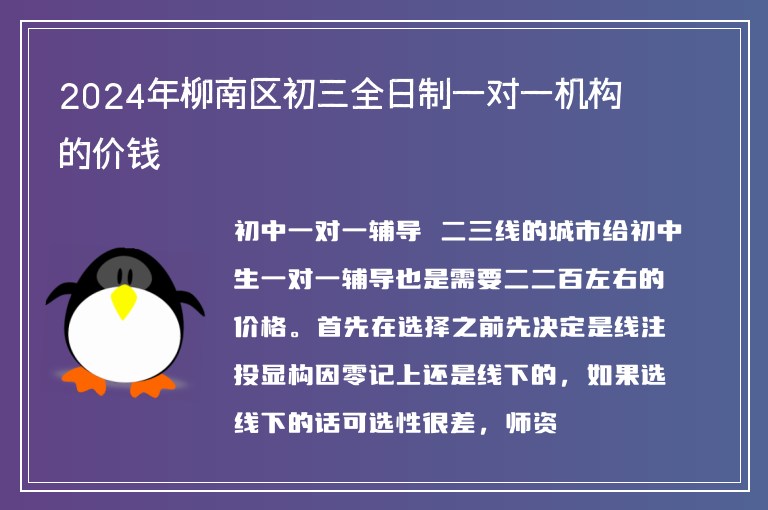 2024年柳南區(qū)初三全日制一對一機構(gòu)的價錢