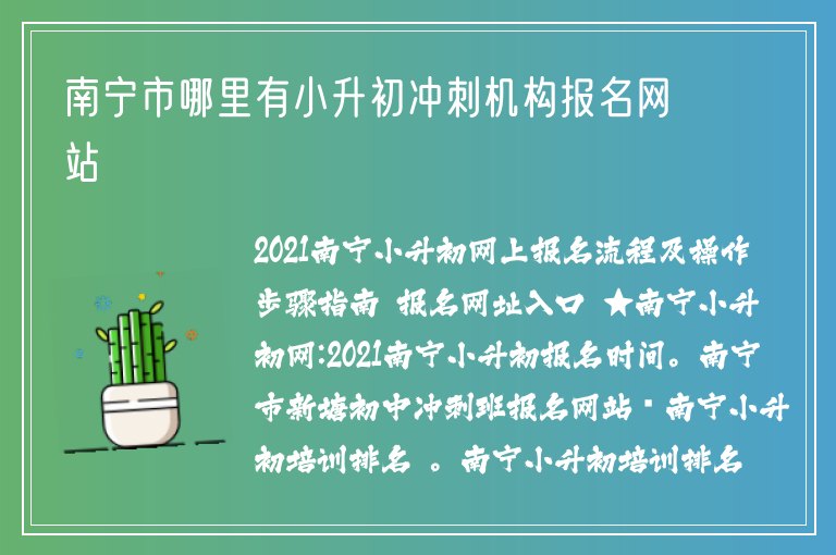 南寧市哪里有小升初沖刺機(jī)構(gòu)報名網(wǎng)站