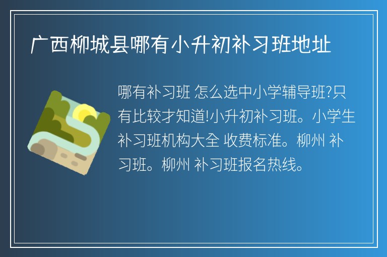 廣西柳城縣哪有小升初補習班地址