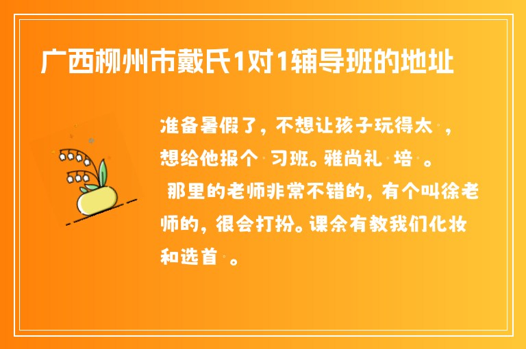 廣西柳州市戴氏1對1輔導班的地址