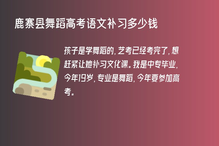 鹿寨縣舞蹈高考語文補習多少錢