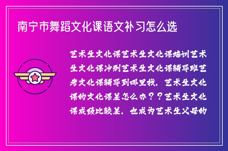 南寧市舞蹈文化課語文補(bǔ)習(xí)怎么選