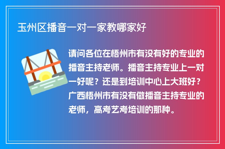 玉州區(qū)播音一對一家教哪家好