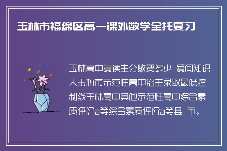 玉林市福綿區(qū)高一課外數(shù)學全托復習