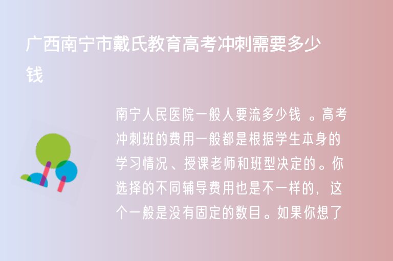 廣西南寧市戴氏教育高考沖刺需要多少錢