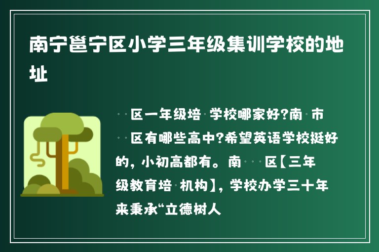 南寧邕寧區(qū)小學三年級集訓學校的地址