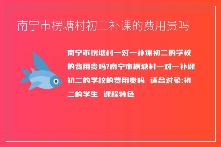 南寧市楞塘村初二補(bǔ)課的費(fèi)用貴嗎