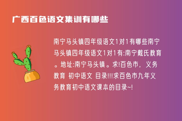 廣西百色語文集訓(xùn)有哪些