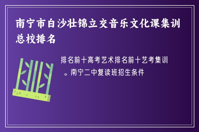 南寧市白沙壯錦立交音樂文化課集訓(xùn)總校排名