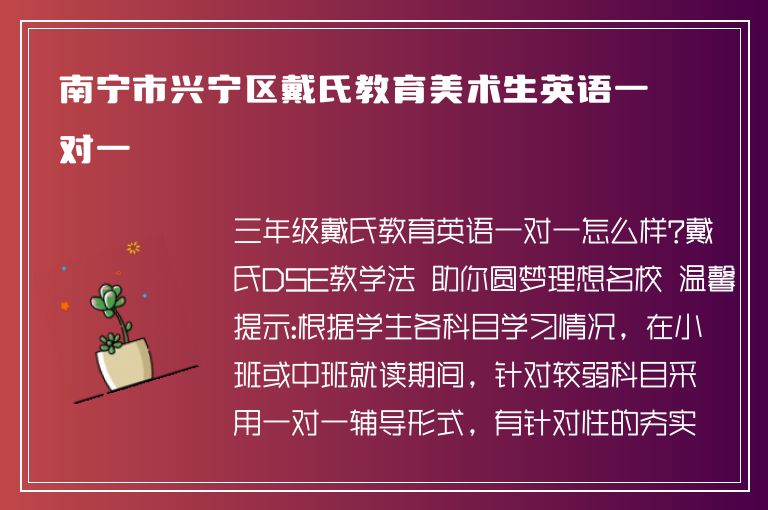 南寧市興寧區(qū)戴氏教育美術(shù)生英語一對一