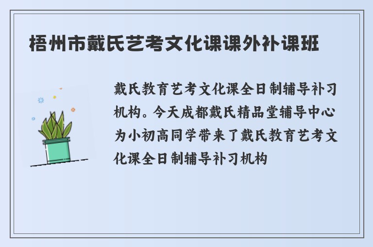 梧州市戴氏藝考文化課課外補(bǔ)課班