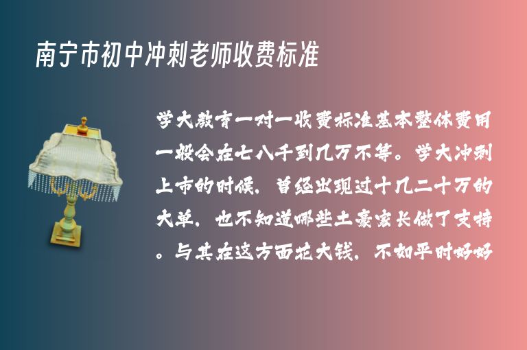 南寧市初中沖刺老師收費標準