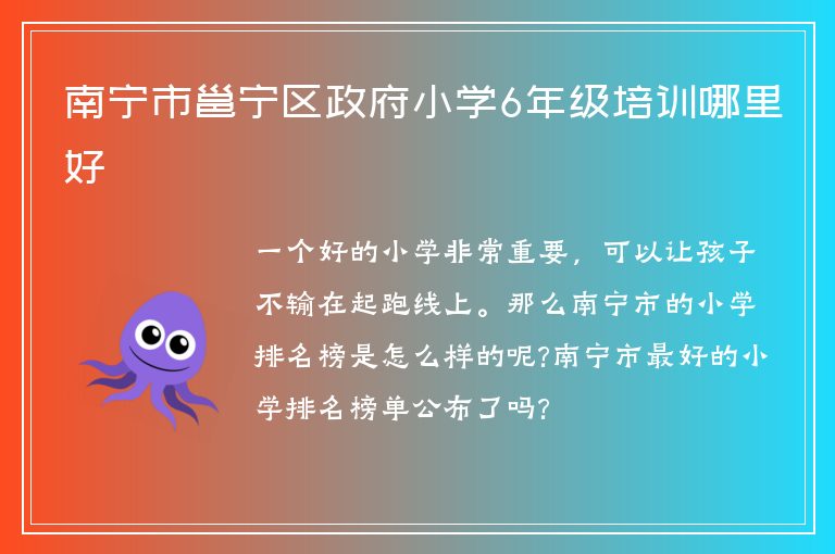 南寧市邕寧區(qū)政府小學(xué)6年級培訓(xùn)哪里好