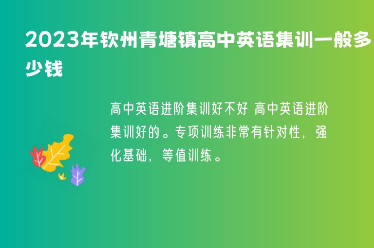 2023年欽州青塘鎮(zhèn)高中英語集訓(xùn)一般多少錢