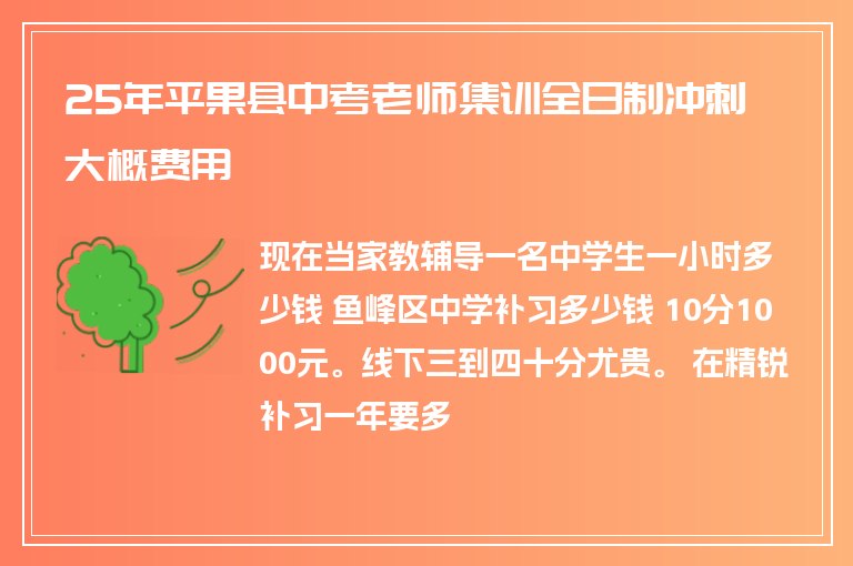 25年平果縣中考老師集訓(xùn)全日制沖刺大概費用