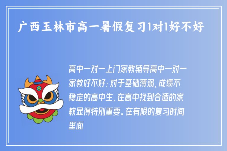 廣西玉林市高一暑假復(fù)習(xí)1對(duì)1好不好