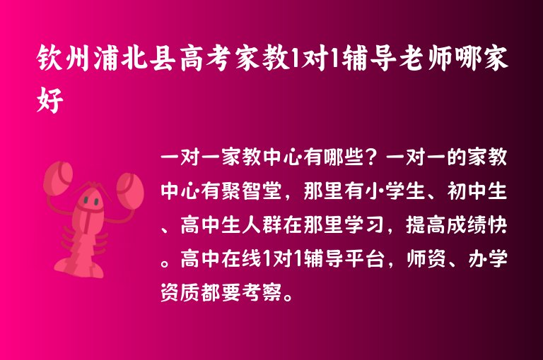 欽州浦北縣高考家教1對1輔導(dǎo)老師哪家好