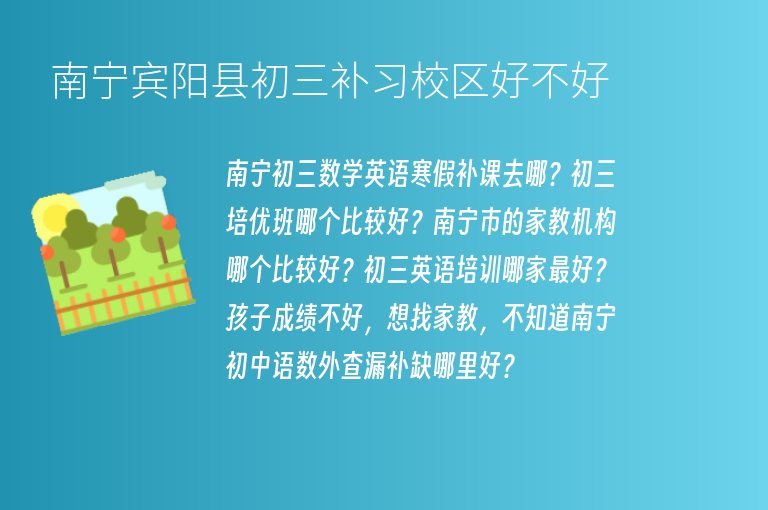 南寧賓陽縣初三補習(xí)校區(qū)好不好