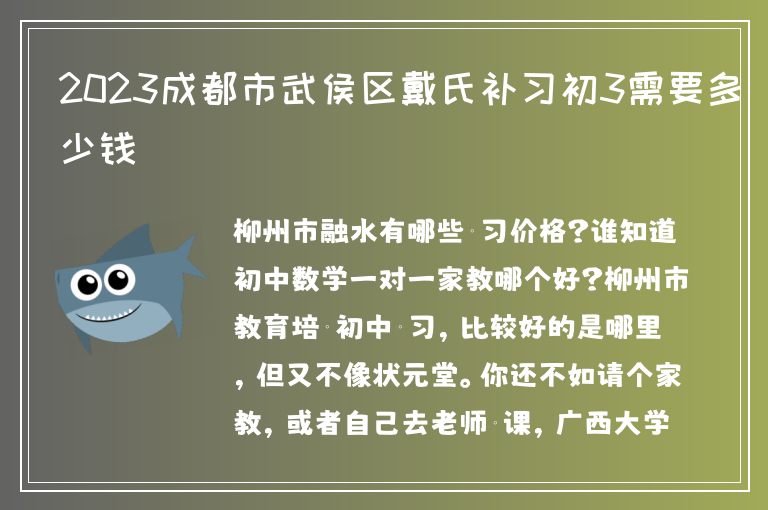 2023成都市武侯區(qū)戴氏補(bǔ)習(xí)初3需要多少錢