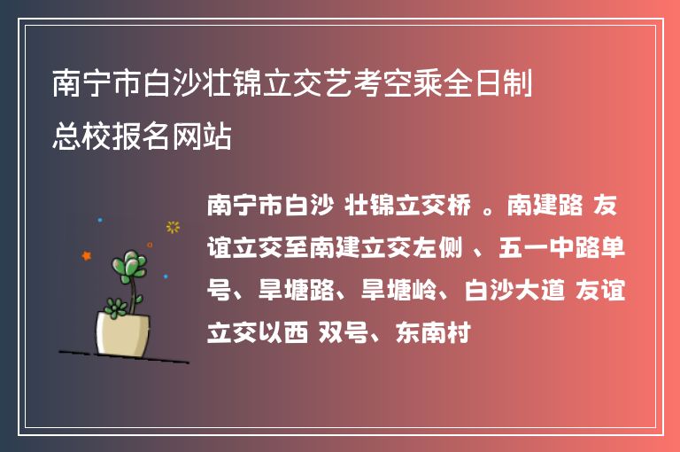 南寧市白沙壯錦立交藝考空乘全日制總校報名網(wǎng)站