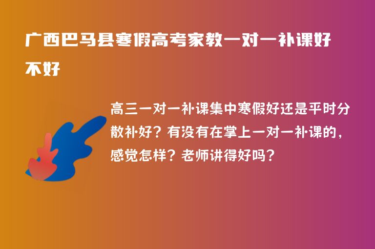 廣西巴馬縣寒假高考家教一對一補課好不好