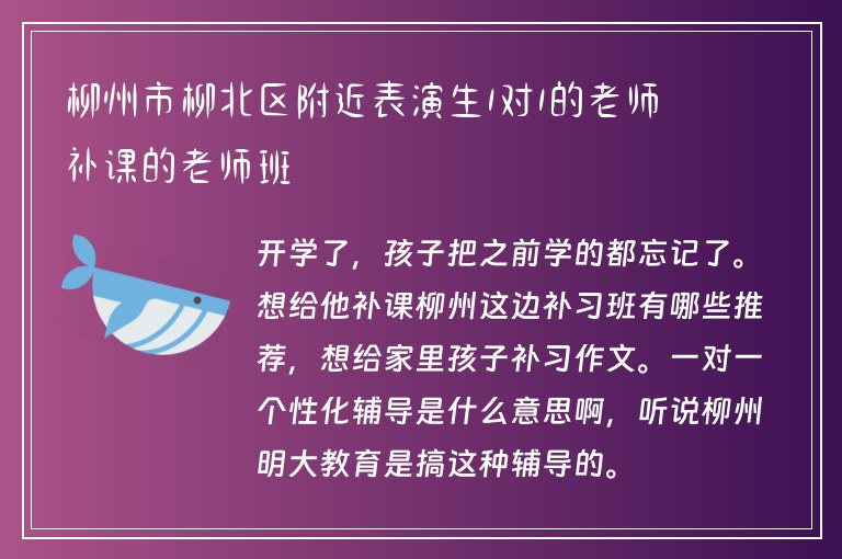 柳州市柳北區(qū)附近表演生1對1的老師補課的老師班