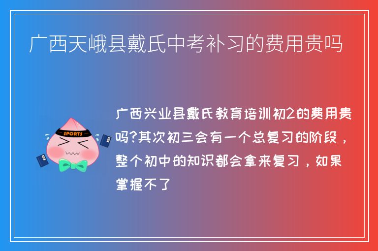 廣西天峨縣戴氏中考補習(xí)的費用貴嗎