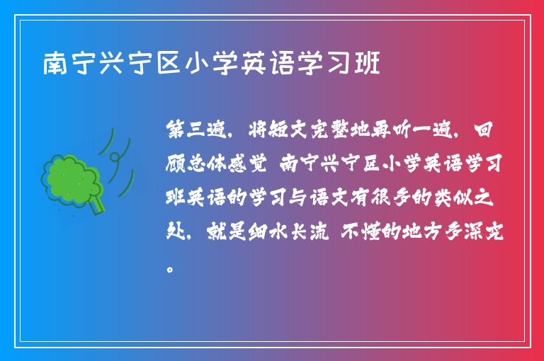 南寧興寧區(qū)小學(xué)英語學(xué)習(xí)班