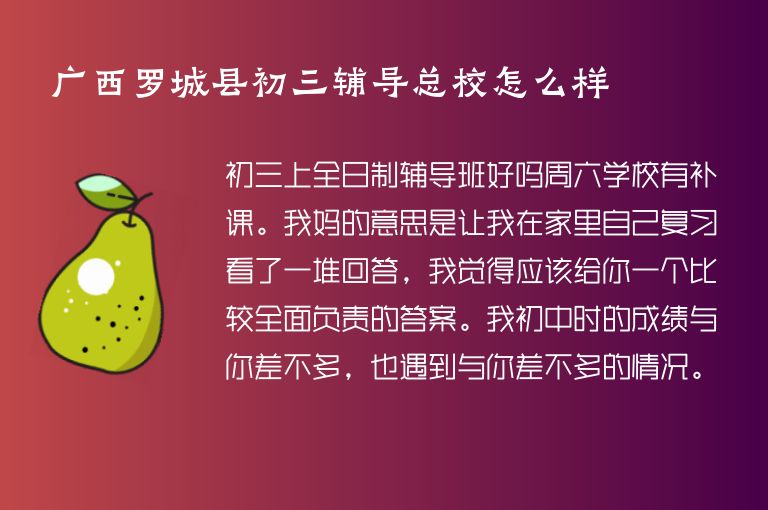 廣西羅城縣初三輔導(dǎo)總校怎么樣