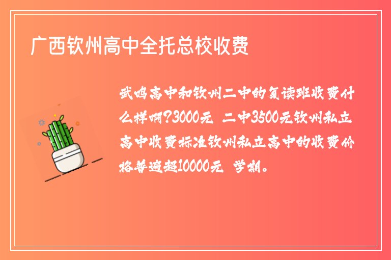 廣西欽州高中全托總校收費