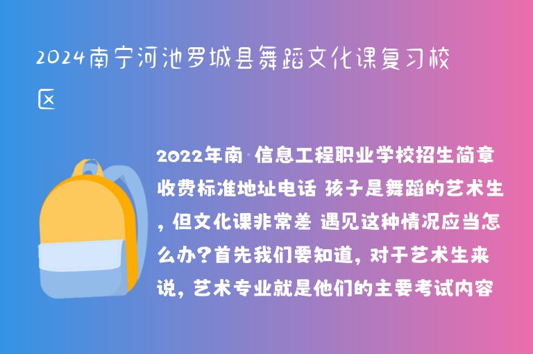 2024南寧河池羅城縣舞蹈文化課復習校區(qū)