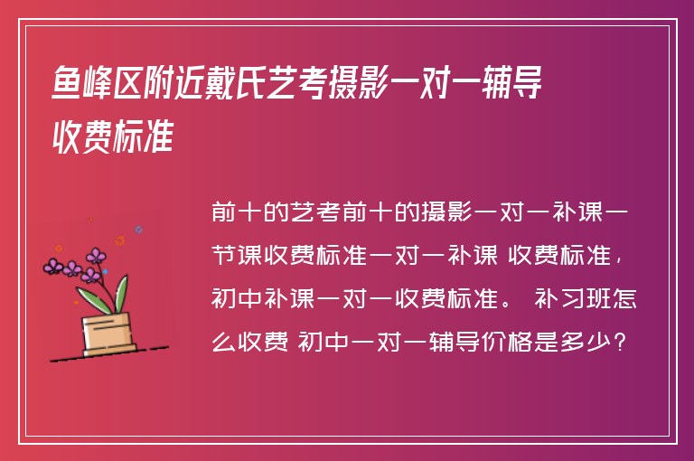 魚峰區(qū)附近戴氏藝考攝影一對(duì)一輔導(dǎo)收費(fèi)標(biāo)準(zhǔn)